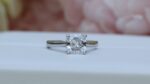 2.06 Carat Excellent Cushion Cut Diamond Solitaire Engagement Ring 14k White Gold Plated