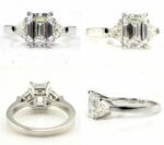 Forever 2.88 Carat Emerald Cut & Side Trillion 3-Stone Engagement Ring 14k White Gold