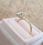3.47 Ctw Excellent Oval Cut Solitaire Diamond "'Hidden Halo" Engagement Ring 14K Yellow Gold