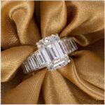 Classic  2.62 Ctw  Emerald White Diamond Channel Set Engagement Ring Solid 14k White Gold