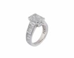 Classic  2.62 Ctw  Emerald White Diamond Channel Set Engagement Ring Solid 14k White Gold
