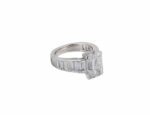 Classic  2.62 Ctw  Emerald White Diamond Channel Set Engagement Ring Solid 14k White Gold