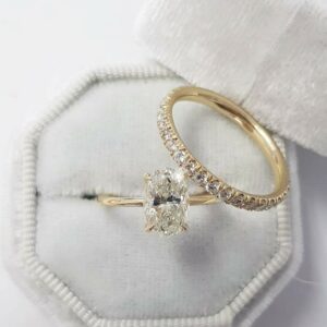 2.60 Ctw Oval Cut VVS1 Diamond Solitaire Engagement Ring Wedding Band Solid 14k Yellow Gold