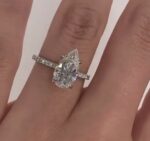 2.75 Carat Pear Shape Brilliant Diamond Solitaire Engagement Ring Real 925 Sterling Silver