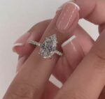 2.75 Carat Pear Shape Brilliant Diamond Solitaire Engagement Ring Real 925 Sterling Silver