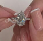 2.75 Carat Pear Shape Brilliant Diamond Solitaire Engagement Ring Real 925 Sterling Silver
