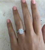 Classic 2.65 Ctw Radiant White Diamond Halo Best Engagement Ring Solid 14k White Gold
