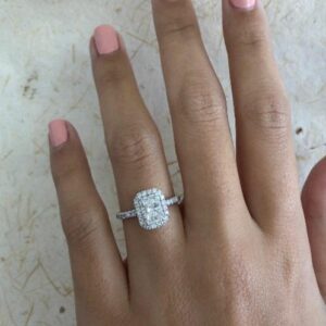 Classic 2.65 Ctw Radiant White Diamond Halo Best Engagement Ring Solid 14k White Gold