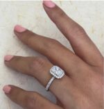 Classic 2.65 Ctw Radiant White Diamond Halo Best Engagement Ring Solid 14k White Gold
