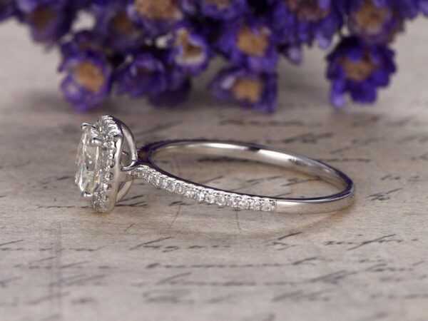 Classic 2.45 CT Cushion Cut Diamond Halo With Accents Engagement Ring 14k Gold Over