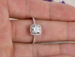 Classic 2.45 CT Cushion Cut Diamond Halo With Accents Engagement Ring 14k Gold Over