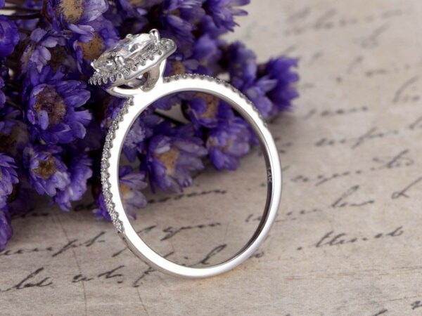 Classic 2.45 CT Cushion Cut Diamond Halo With Accents Engagement Ring 14k Gold Over
