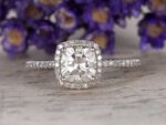 Classic 2.45 CT Cushion Cut Diamond Halo With Accents Engagement Ring 14k Gold Over