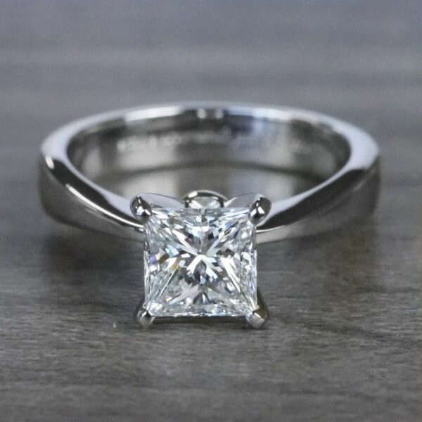 2.00 Carat Princess Cut Brilliant Diamond Classic Engagement Ring 14k Gold Plated