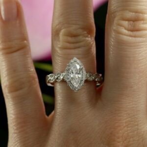 Halo & Infinity Engagement Ring, 2.58 Ctw Marquise Cut VVS1 Diamond Ring Solid 14K White Gold