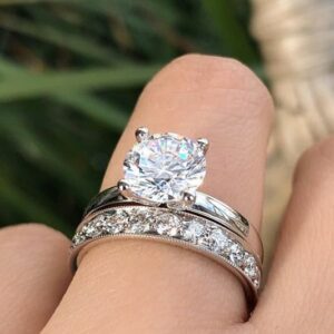 3.00 Ctw Excellent Cut Round Diamond Engagement Ring Wedding Band Real 14k White Gold