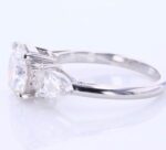 2.60 Center Round Cut & Side Pear Cut Diamond 3-Stone Engagement Ring 14k Gold Plated