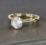 2.30 Carat Solitaire 6-Prong Brilliant Cut Diamond Engagement Ring Solid 14k Yellow Gold