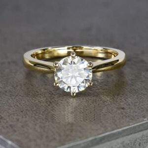 2.30 Carat Solitaire 6-Prong Brilliant Cut Diamond Engagement Ring Solid 14k Yellow Gold