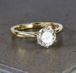 2.30 Carat Solitaire 6-Prong Brilliant Cut Diamond Engagement Ring Solid 14k Yellow Gold