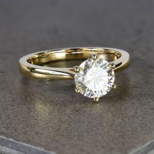 2.30 Carat Solitaire 6-Prong Brilliant Cut Diamond Engagement Ring Solid 14k Yellow Gold