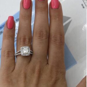 2.60 Ctw Princess Cut White Diamond Split-Shank Wedding Engagement Ring Real 14k White Gold