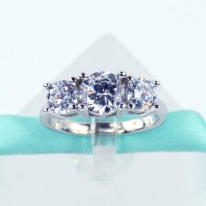 2.55 Carat Three-Stone Round Cut Diamond Wedding Engagement Ring Solid 14k White Gold
