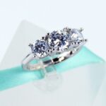 2.55 Carat Three-Stone Round Cut Diamond Wedding Engagement Ring Solid 14k White Gold