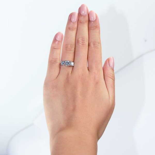 2.55 Carat Three-Stone Round Cut Diamond Wedding Engagement Ring Solid 14k White Gold