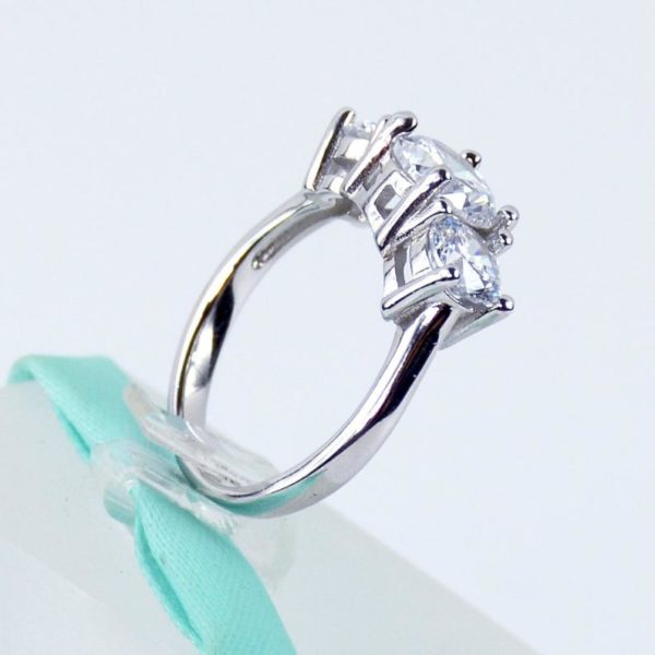 2.55 Carat Three-Stone Round Cut Diamond Wedding Engagement Ring Solid 14k White Gold