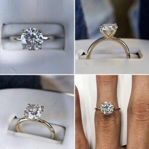 2.40 Carat Brilliant Cut Solitaire Diamond Engagement Ring Promise Ring For Her 14k Yellow Gold Over