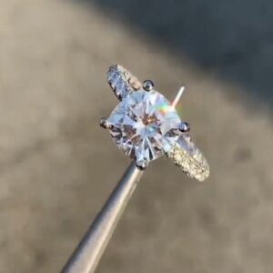3.25 Ctw Solitaire Cushion Diamond Hidden Halo With Micro Pave Diamond Engagement Ring 14k White Gold
