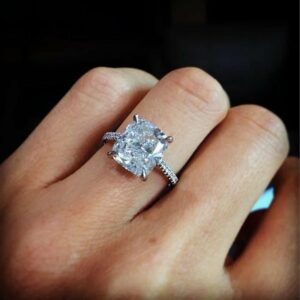 3.10 Carat Cushion VVS1 Solitaire Diamond With Accents Fancy Engagement Ring 14k White Gold Over
