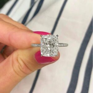 3.10 Carat Cushion VVS1 Solitaire Diamond With Accents Fancy Engagement Ring 14k White Gold Over