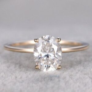 Classic 2.00 Carat Oval Cut White Diamond Solitaire Engagement Ring Real 14k Yellow Gold