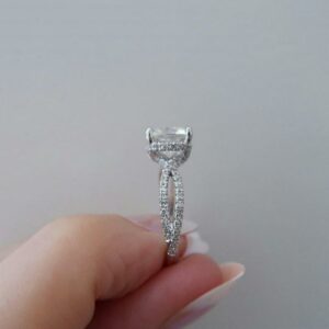 Classic 3.10 Ctw Solitaire Cushion Cut Diamond Beautiful Twisted Engagement Ring Solid 14k White Gold
