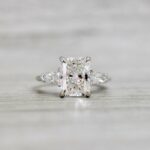 3.00 Ctw Radiant White Diamond Side Stone Classic Engagement Ring 14k White Gold Plated