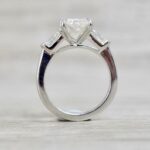 3.00 Ctw Radiant White Diamond Side Stone Classic Engagement Ring 14k White Gold Plated