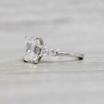 3.00 Ctw Radiant White Diamond Side Stone Classic Engagement Ring 14k White Gold Plated