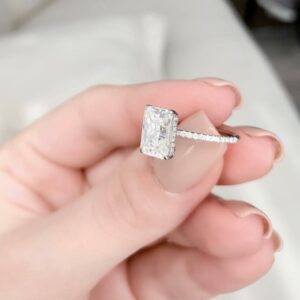 3.00 Ctw White Radiant Cut Solitaire Diamond With Hidden Halo Engagement Ring Solid 14k White Gold