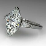 2.63 Ctw Marquise Cut Solitaire Diamond With Baguette Accents Engagement Ring Real 10k White Gold