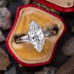 2.63 Ctw Marquise Cut Solitaire Diamond With Baguette Accents Engagement Ring Real 10k White Gold