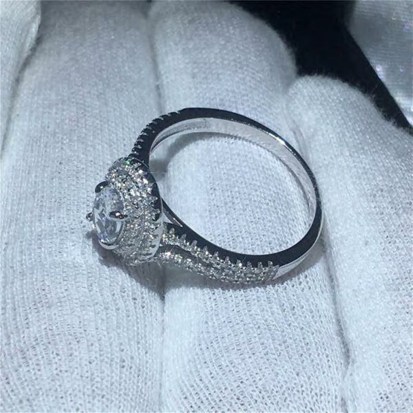 2.46 Ctw White Oval Cut Diamond Double Halo Classic Engagement Ring Solid 14k White Gold