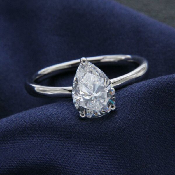 Fancy 2.50Ct Pear Shape White Diamond Solitaire Engagement Ring 14k White Gold Over