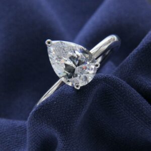Fancy 2.50Ct Pear Shape White Diamond Solitaire Engagement Ring 14k White Gold Over