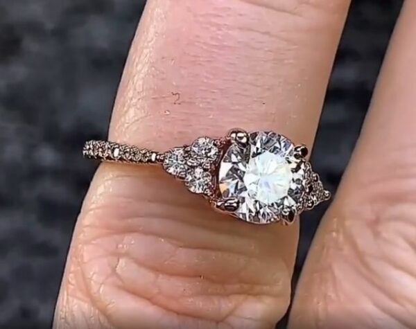 2.53 Ctw Brilliant Cut VVS1 Diamond Side-Stone Engagement Ring 14k White Gold Over