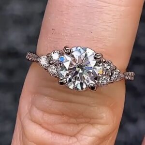 2.53 Ctw Brilliant Cut VVS1 Diamond Side-Stone Engagement Ring 14k White Gold Over