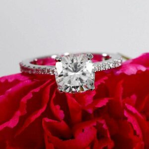 Unique 2.36 Ctw Cushion Cut Brilliant Diamond Solitaire Engagement Ring 10k White Gold