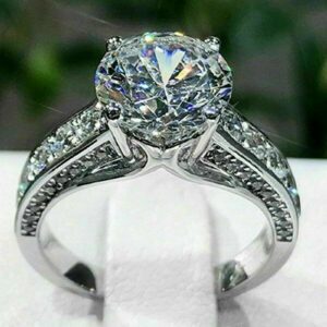 3.00 Ctw Excellent Cut Round Diamond 3-Row Accents Bridal Engagement Ring Solid 14k White Gold