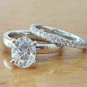 2.38 Ctw Oval Cut Solitaire Diamond Engagement Ring Wedding Band 14k White Gold Over